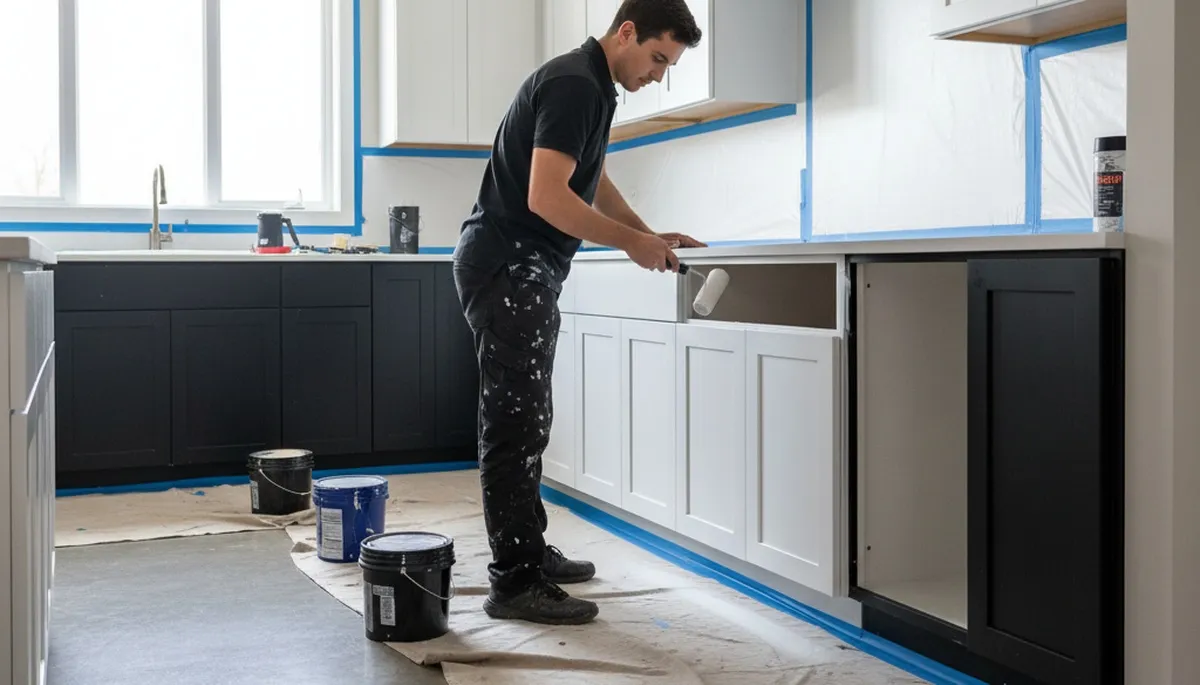 Professional cabinet painting in Tucson AZ kitchen by expert local house painters
