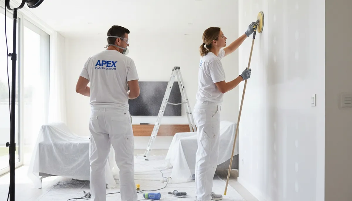 Drywall repair expert fixing wall cracks in Tucson AZ home for seamless painting and restoration