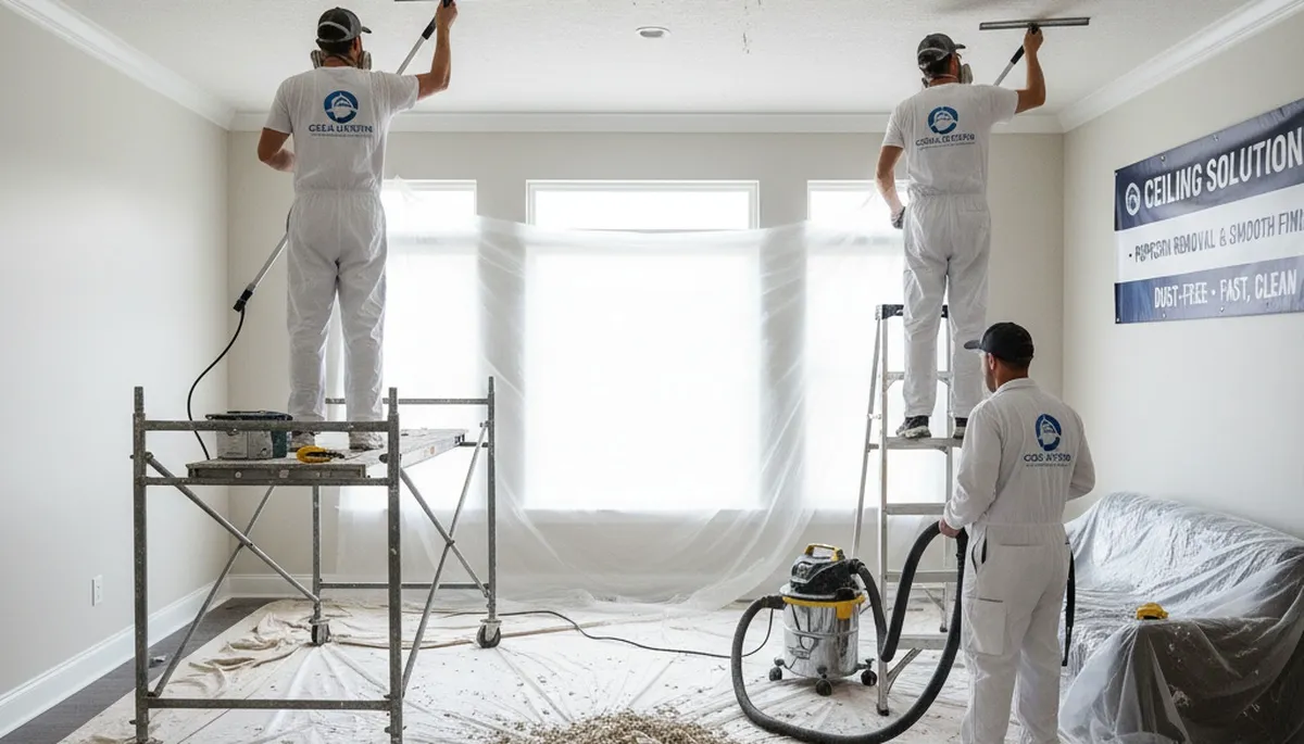 Professional popcorn ceiling removal by house painters in Tucson, AZ home interior